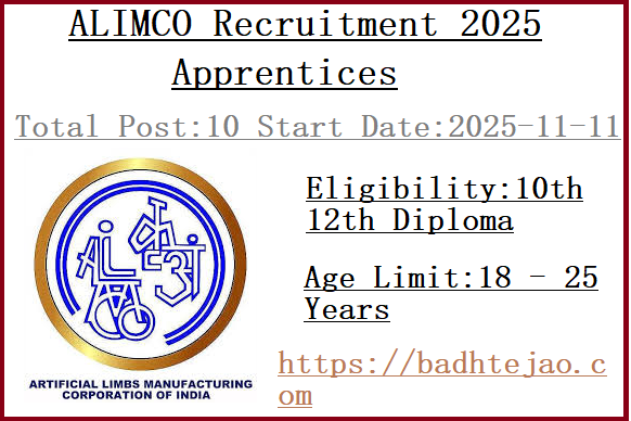 10 10th 12th Diploma Apprentices Jobs In ALIMCO Recruitment 2025