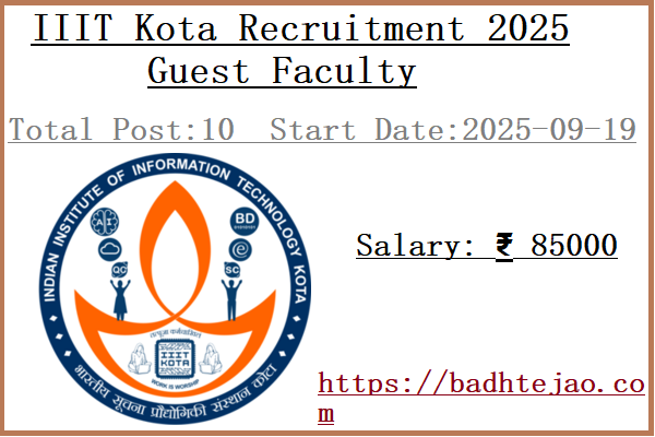 10 Guest Faculty Jobs In IIIT Kota Recruitment 2025