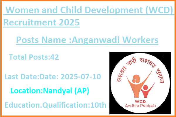 10th Pass Anganwadi Workers Jobs In WCD Nandyal Recruitment 2025