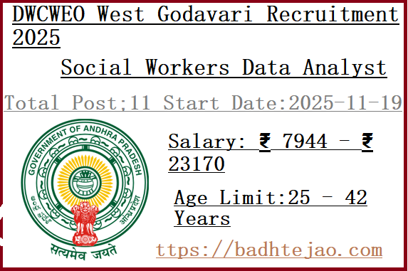 11 10th Class Pass Social Workers Data Analyst Jobs In DWCWEO West Godavari Recruitment 2025