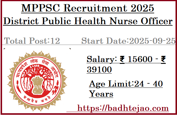 12 District Public Health Nurse Officer	Jobs In MPPSC Recruitment 2025