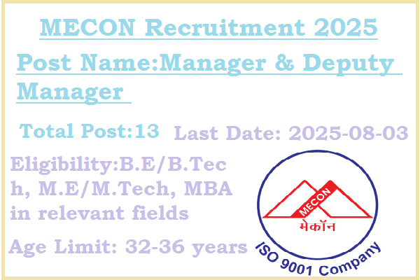 13 Manager Jobs In MECON Recruitment 2025