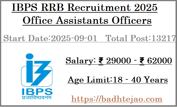 13217 Office Assistants Officers Jobs In IBPS RRB Recruitment 2025