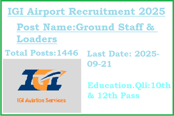 1446 10th Pass Ground Staff Loaders Jobs In IGI Airport Recruitment 2025