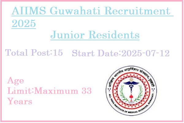 15 Junior Residents Jobs In AIIMS Guwahati Recruitment 2025