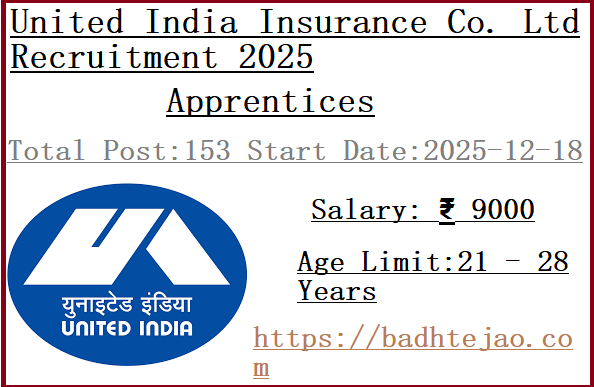 153 Apprentices Jobs In UIIC Recruitment 2025