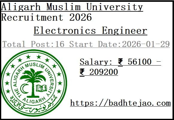 16 Electronics Engineer Jobs In AMU Recruitment 2026