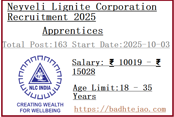163 BE Diploma Apprentices Jobs In NLC Recruitment 2025