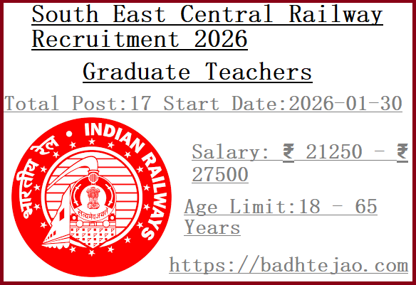17 Graduate Teachers Jobs In SECR Recruitment 2026