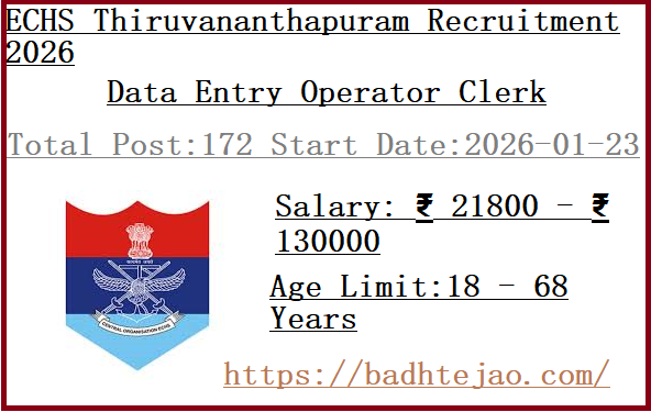 172 DEO Clerk Jobs In ECHS Recruitment 2026