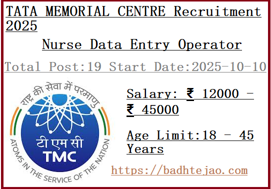 19 12th Pass Nurse Data Entry Operator Jobs In TMC Recruitment 2025