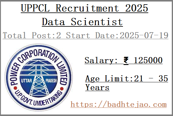 2 Data Scientist Jobs In UPPCL Recruitment 2025