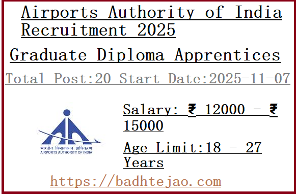 20 Graduate Diploma Apprentices Jobs In AAI Recruitment 2025