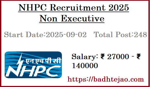248 Non Executive Jobs In NHPC Recruitment 2025