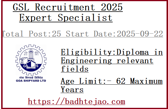 25 Expert Specialist Jobs In GSL Recruitment 2025