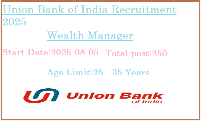 250 Wealth Manager Jobs In Union Bank of India Recruitment 2025