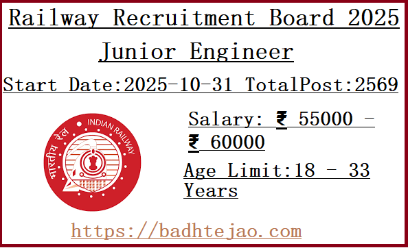 2569 Diploma Junior Engineer Jobs In RRB Recruitment 2025
