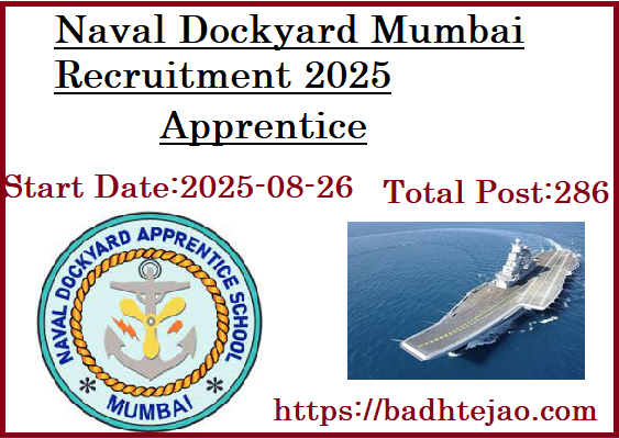 286 8th 10th Pass Apprentice Jobs In Naval Dockyard Mumbai Recruitment 2025