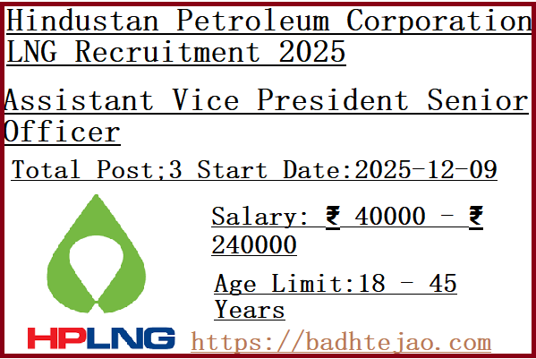 3 Assistant Vice President Senior Officer Jobs In HPLNG Recruitment 2025
