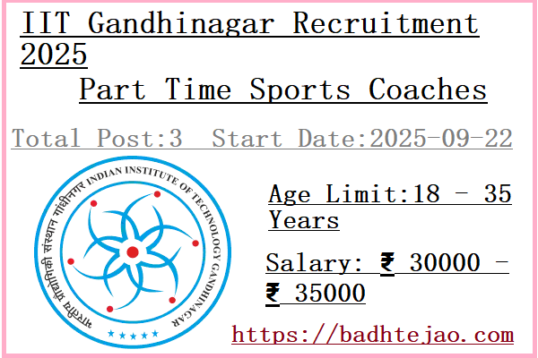 3 Part Time Sports Coaches Jobs In IIT Gandhinagar Recruitment 2025