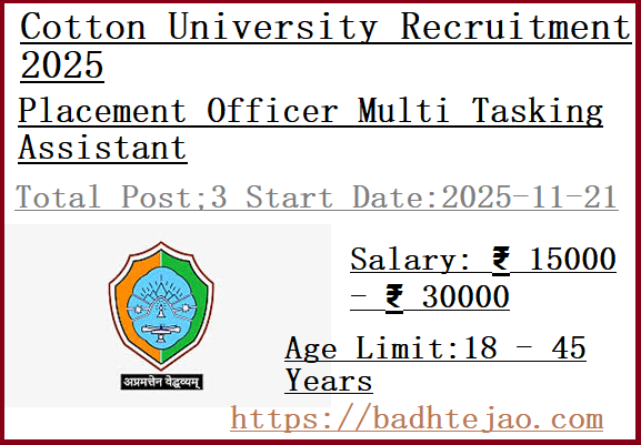 3 Placement Officer Multi Tasking Assistant Jobs In Cotton University Recruitment 2025