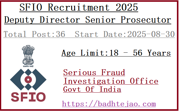 36 Deputy Director Senior Prosecutor Jobs In SFIO Recruitment 2025