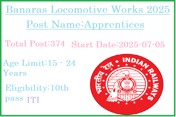 374 ITI 10th Pass Apprentices Jobs In Banaras Locomotive Works 2025