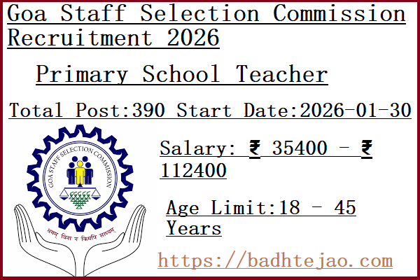 390 Primary School Teacher Jobs In GSSC Recruitment 2026