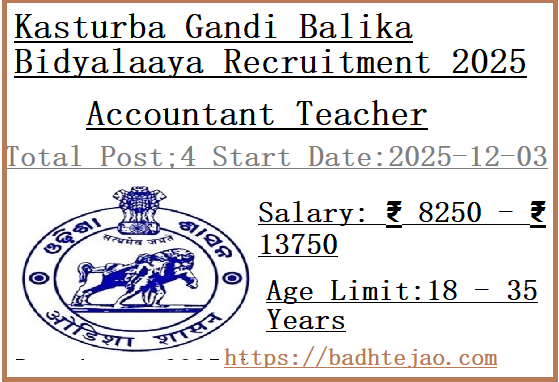 4 Accountant Teacher Jobs In KGBV Recruitment 2025