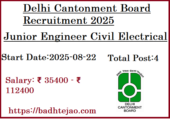 4 Junior Engineer Jobs In Delhi Cantonment Board Recruitment 2025 