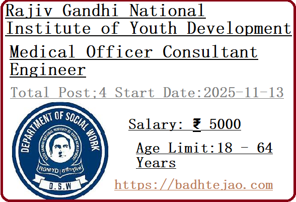4 Medical Officer Consultant Engineer Jobs In RGNIYD Recruitment 2025