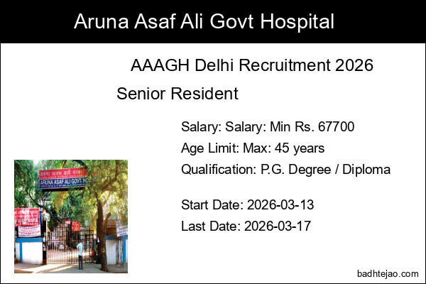 4 Senior Resident Jobs In AAAGH Delhi Recruitment 2026
