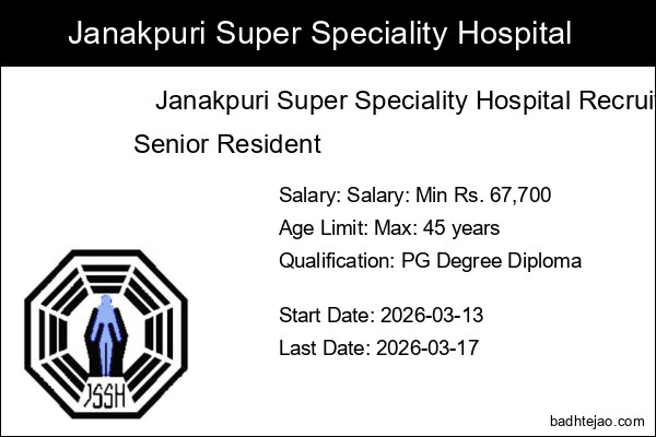 42 Senior Resident Jobs In Janakpuri Super Speciality Hospital Recruitment 2026