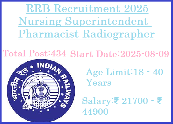 434 Nursing Superintendent Pharmacist Radiographer Jobs In RRB Recruitment 2025