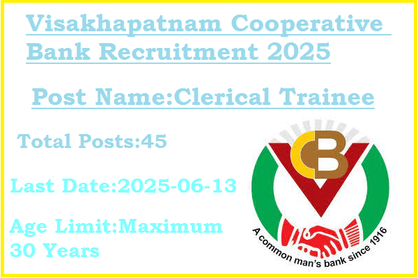 45 Clerical Trainee Jobs In Visakhapatnam Cooperative Bank Recruitment 2025