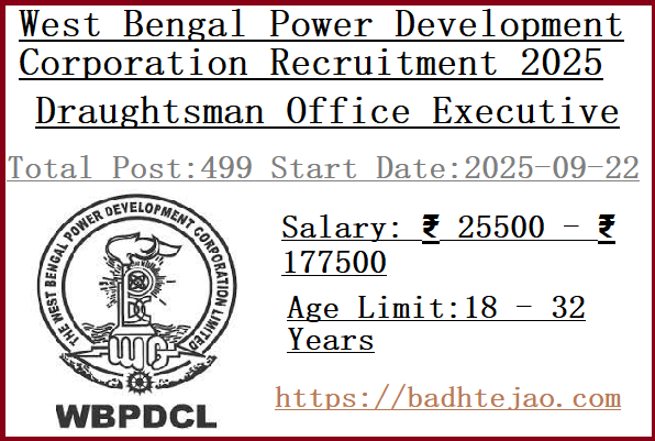 499 Draughtsman Office Executive Jobs In WBPDCL Recruitment 2025