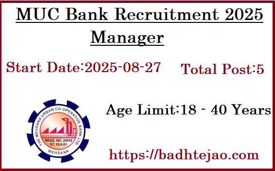 5 Manager Jobs In MUC Bank Recruitment 2025