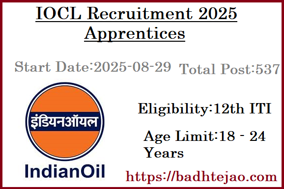 537 12th ITI Apprentices Jobs In IOCL Recruitment 2025