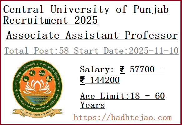 58 Associate Assistant Professor Jobs In CUPB Recruitment 2025