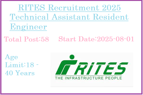 58 Technical Assistant Resident Engineer Jobs In RITES Recruitment 2025