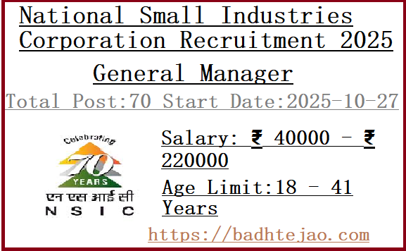 70 Graduate General Manager Jobs In NSIC Recruitment 2025
