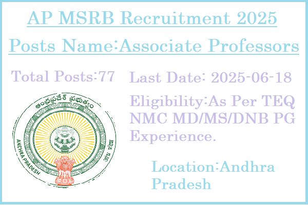77 Associate Professors Walk In Jobs In APMSRB Recruitment 2025