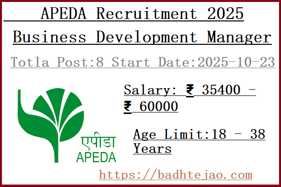 8 Business Development Manager Jobs In APEDA Recruitment 2025