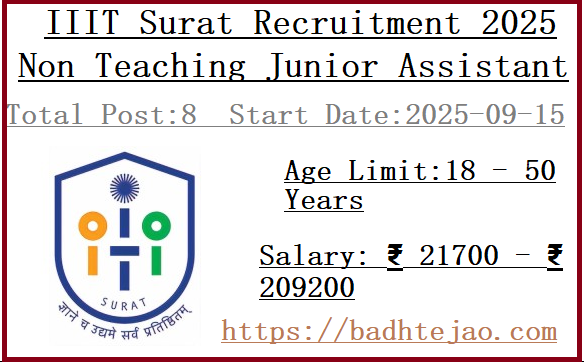 8 Non Teaching Jobs In IIIT Surat Recruitment 2025