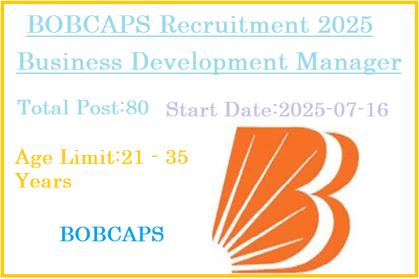 80 Business Development Manager Jobs In BOBCAPS Recruitment 2025