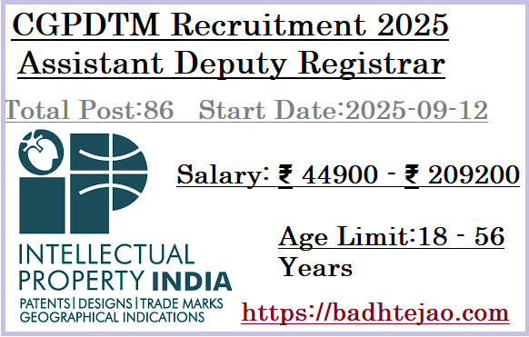 86 Assistant Deputy Registrar Jobs In CGPDTM Recruitment 2025