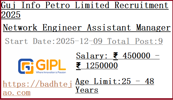 9 Network Engineer Assistant Manager Jobs In GIPL Recruitment 2025