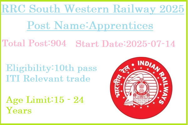 904 ITI 10th Pass Apprentices Jobs In RRC South Western Railway 2025