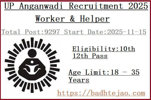 9297 10th Pass Worker Helper Jobs In UP Anganwadi Recruitment 2025