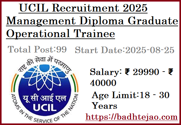99 BSc BTech BE Trainee Jobs In UCIL Recruitment 2025